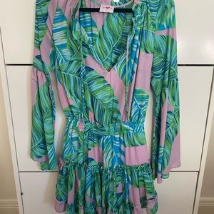 Buddy Love Palm Tree elastic waist mini dress